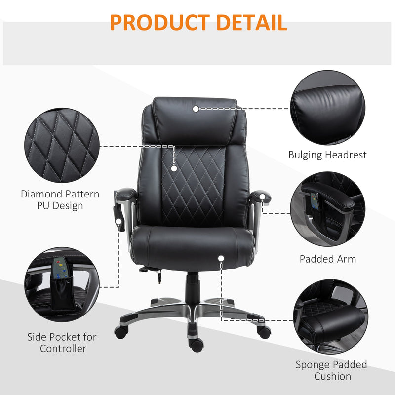 Ergonomic High-Back Massaging Office Chair with Armrests - 6-Point Vibration, Adjustable Height Executive Seat - Ideal for Stress Relief and Comfort in the Workplace