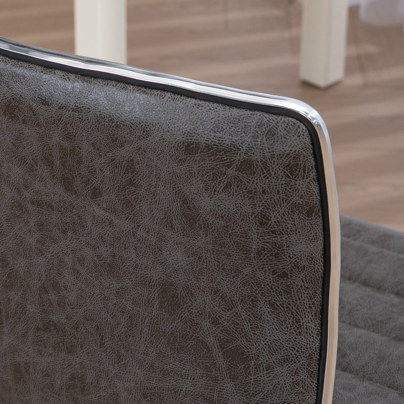 Armless Mid-Back Swivel Office Chair - Grey Microfiber Upholstery with Chrome Base - Ideal for Comfortable Desk Seating
