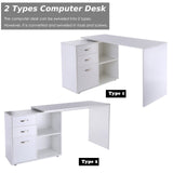 L-Shaped Computer Desk with Drawers and File Cabinet - Spacious Workstation with Storage Shelves for Home Office - Sleek White Design Suitable for Professionals and Students