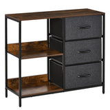 3-Tier Dresser Cabinet Organizer with Fabric Drawers - Versatile Storage for Living Room, Bedroom, Hallway - Chic Black Chest of Drawers with Display Shelves