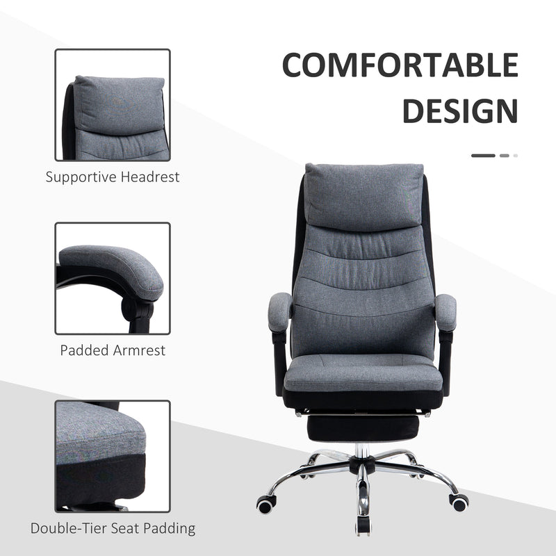 High Back Executive Office Chair - Ergonomic Reclining Computer Chair with Adjustable Height & Swivel Wheels, Retractable Footrest - Ideal for Comfortable Long Sitting Periods