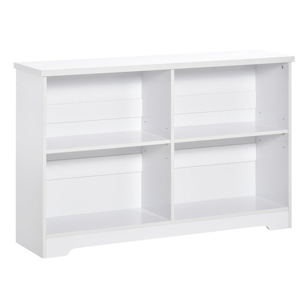 Simple Modern 4-Compartment Bookcase - 2-Tier, Adjustable Cube Shelves Storage Display Unit - Ideal for Home Office and Living Room Organization