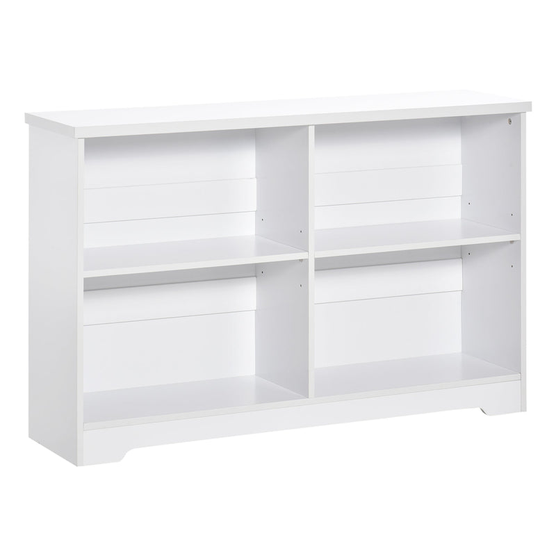 Simple Modern 4-Compartment Bookcase - 2-Tier, Adjustable Cube Shelves Storage Display Unit - Ideal for Home Office and Living Room Organization
