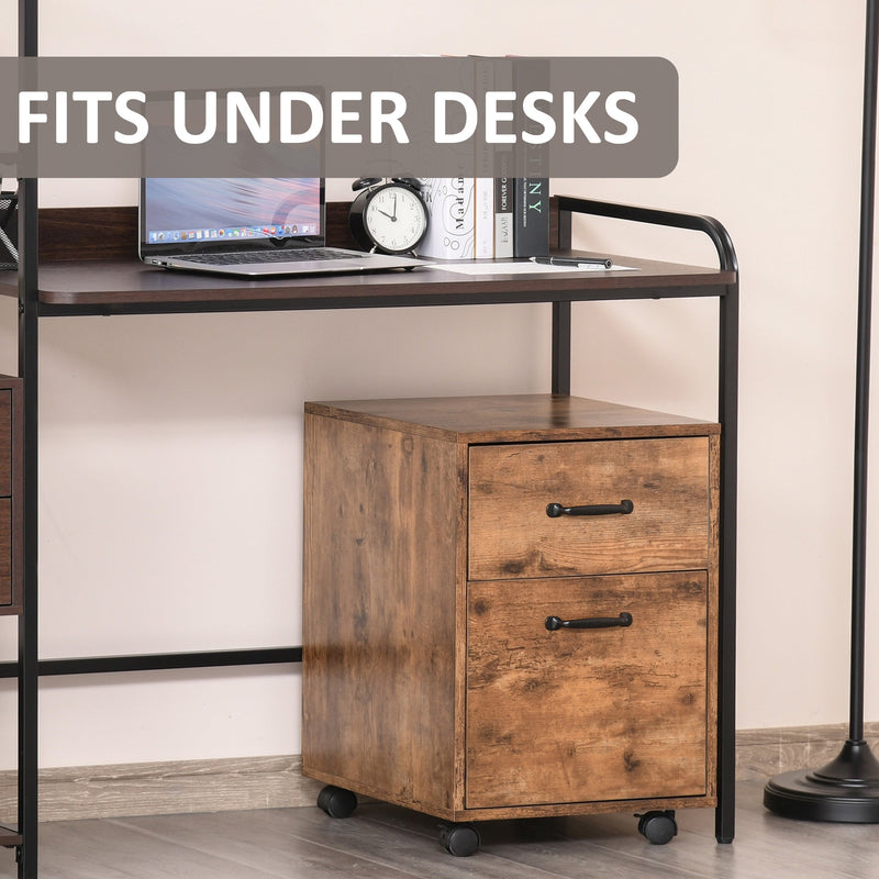 2-Drawer Mobile File Cabinet - Hanging File Folder Compatible, Rolling Storage - Home Office Organization and Space Saving Under Desk Solution