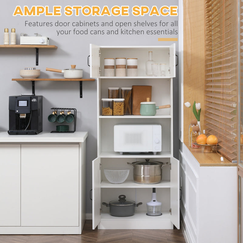 5-Tier Kitchen Cupboard with Adjustable Shelving - Space-Saving Storage Cabinet with Open Microwave Platform - Ideal for Organizing Cookware & Appliances