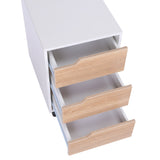 Mobile File Cabinet Pedestal - MDF Construction with 3 Lockable Drawers and Casters - Efficient Office Storage in Oak and White