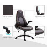 PU Leather Swivel Office Chair with Adjustable Height - Ergonomic Desk Chair with Flip-Up Armrests & Tilt Mechanism - Comfortable Seating for Home Office and Desk Work in Dark Brown
