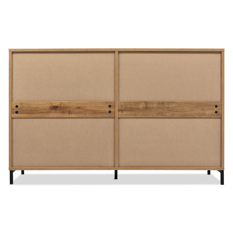 6-Drawer Sideboard Cabinet in Dark Oak - Sturdy Metal Handles, Modern Storage Organizer for Home - Ideal for Living Room and Bedroom Organization
