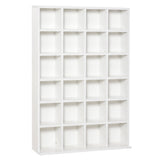 Media Storage Shelf Rack for 480 CDs / 312 DVDs - Wooden Bookcase with 4 Adjustable Shelves in White - Ideal for Organizing Media and Displaying Collectibles