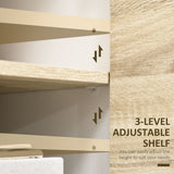 Modern White and Oak Storage Cupboard - Push-to-Open Doors with Adjustable Shelf - Ideal for Living Room, Home Office, or Bedroom Organization