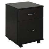 Rolling File Cabinet with Two Drawers - Mobile Storage Unit and Bedside Table in Black - Space-Saving Solution for Home and Office Organization
