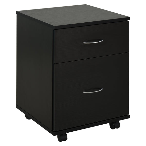 Rolling File Cabinet with Two Drawers - Mobile Storage Unit and Bedside Table in Black - Space-Saving Solution for Home and Office Organization