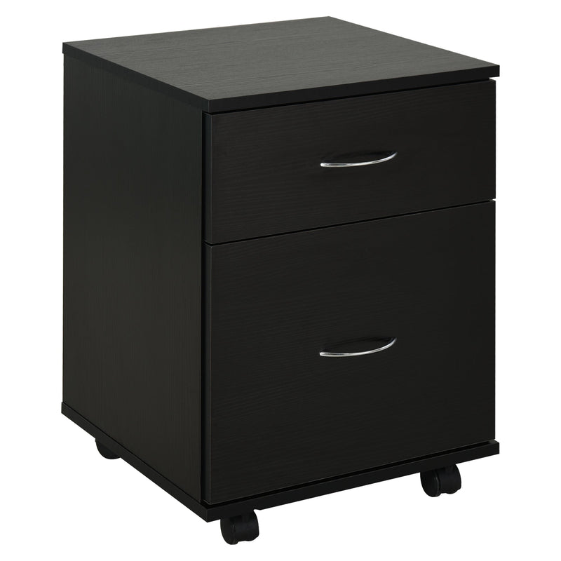 Rolling File Cabinet with Two Drawers - Mobile Storage Unit and Bedside Table in Black - Space-Saving Solution for Home and Office Organization