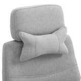Adjustable Swivel Home Office Chair with Manual Footrest - Ergonomic Recliner Seat with Padding, Armrests, and 2 Pillows in Modern Grey - Ideal for Comfortable Working and Relaxation
