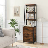 Tall Ladder Bookshelf - Bookcase with 3 Open Shelves and 3 Drawers - Ideal for Displaying Decor and Storage Needs
