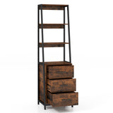 Tall Ladder Bookshelf - Bookcase with 3 Open Shelves and 3 Drawers - Ideal for Displaying Decor and Storage Needs