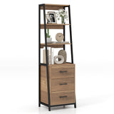 Tall Ladder Bookshelf - Bookcase with 3 Open Shelves and 3 Drawers - Ideal for Displaying Decor and Storage Needs