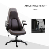 PU Leather Swivel Office Chair with Adjustable Height - Ergonomic Desk Chair with Flip-Up Armrests & Tilt Mechanism - Comfortable Seating for Home Office and Desk Work in Dark Brown