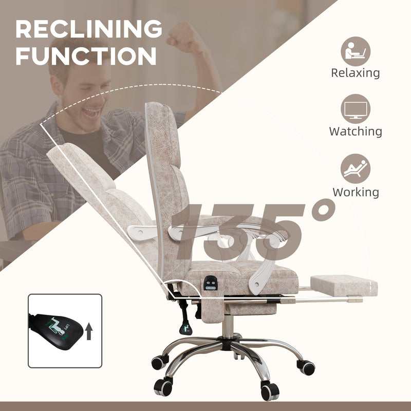Executive Vibration Massage Office Chair - Microfibre Upholstery with 135° Reclining Back and Armrests - Comfortable Workday Relief for Professionals