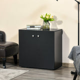 Wooden Storage Cabinet with 2 Shelves - Freestanding Sideboard and Kitchen Cupboard - Versatile Black Bookcase for Organizing Home Essentials
