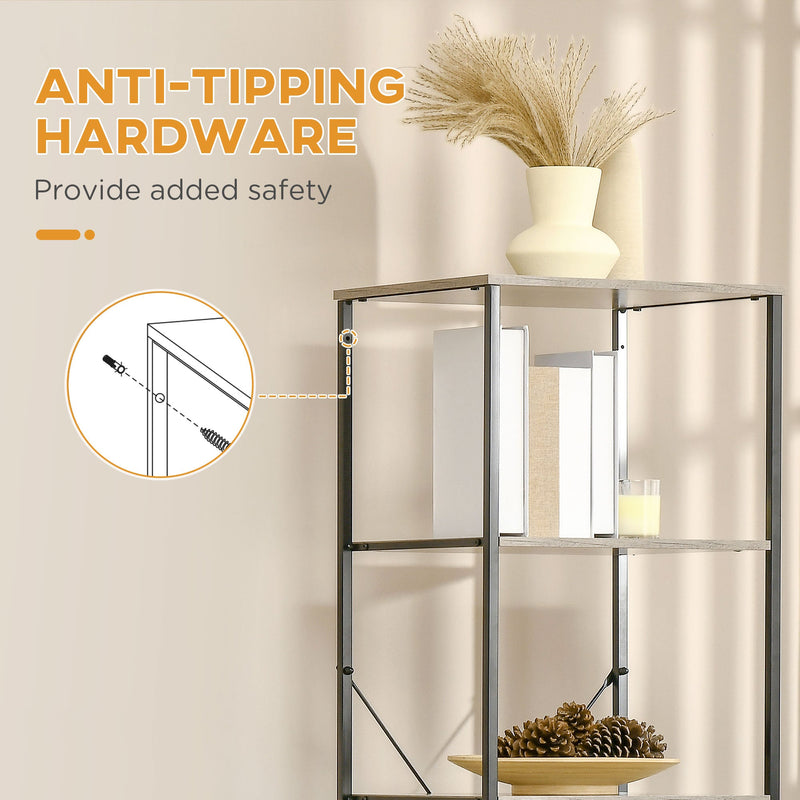 Heavy-Duty Storage Organizer - Industrial Cabinet with Open Shelves & Foldable Fabric Drawers - Ideal for Living Room, Study, Bedroom Storage Solutions