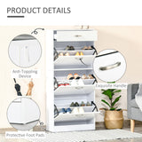 High Gloss Shoe Cabinet with 4 Pull-Down Drawers - Adjustable Storage Cupboard for 18 Pairs, Flip Doors Design - Ideal Organizer for Entryway or Closet