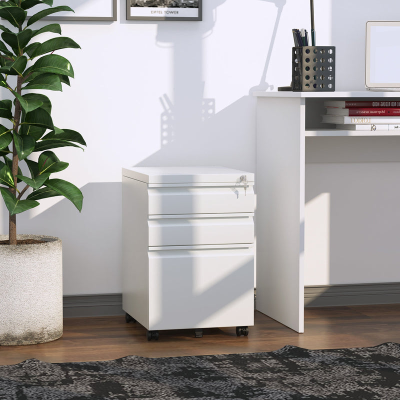 Mobile 3-Drawer Vertical File Cabinet - Lockable Rolling Storage Unit, Under Desk Design - Ideal for Home Office Organization