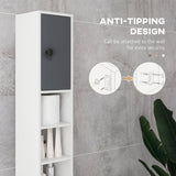 Tall Slim Bathroom Cabinet 180cm - Narrow Storage Unit with Open Shelves & Dual Door Cabinets, Adjustable Shelving - Ideal for Kitchen, Hallway, Living Room Organization in Grey
