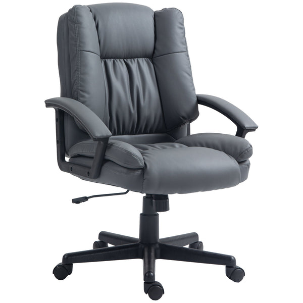 Faux Leather Mid-Back Office Chair - Adjustable Height, Executive Computer Desk Seat with Swivel & Rolling Wheels - Comfortable Seating Solution for Professionals and Home Offices