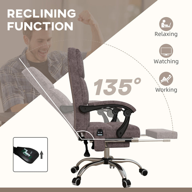 Executive Vibration Massage Office Chair - Microfiber Computer Seat with Reclining Back and Armrests, Charcoal Grey - Ideal for Professional Relaxation and Comfort at Work