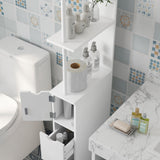 Slimline Bathroom Organizer with Drawers - Tall Cupboard with Double-Shelf Storage, Sleek White Finish - Space-Saving Solution for Small Bathrooms & Tight Spaces