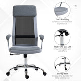 High-Back Linen-Feel Mesh Office Chair - Ergonomic Swivel Task Chair with Arms and Wheels - Comfortable Desk Seating for Home Office Use, Grey