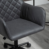 Swivel Leather-Feel Office Chair - Mobile Study & Leisure Seating Solution in Grey - Perfect for Home Office Comfort and Style
