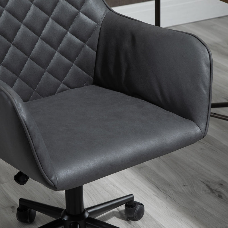 Swivel Leather-Feel Office Chair - Mobile Study & Leisure Seating Solution in Grey - Perfect for Home Office Comfort and Style