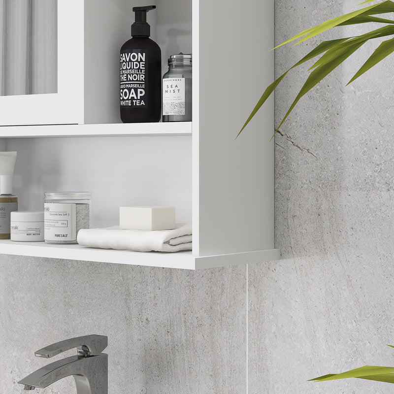 Wall Mounted Bathroom Cabinet with Mirror - Adjustable Shelving Storage Organizer for Home - Ideal for Bathroom, Kitchen, Bedroom Spaces