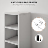 HOMCOM 204 CD Storage Unit, DVD Storage Tower with 12 Cubes, 175cm Tall Bookcase for Living Room, Home Office, Study Room, White