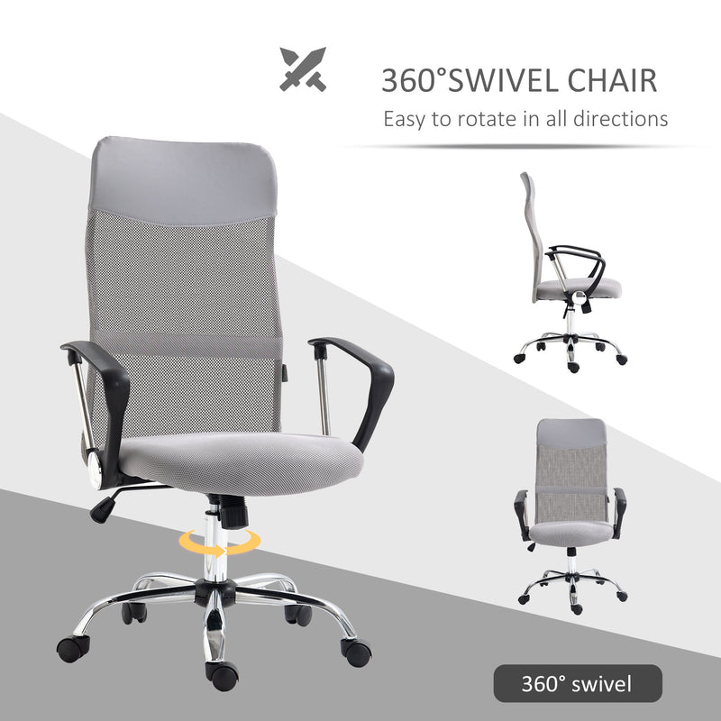 Ergonomic Mesh Office Chair with Adjustable Height and Tilt - Light Grey Comfort Seating Solution - Ideal for Home and Office Use