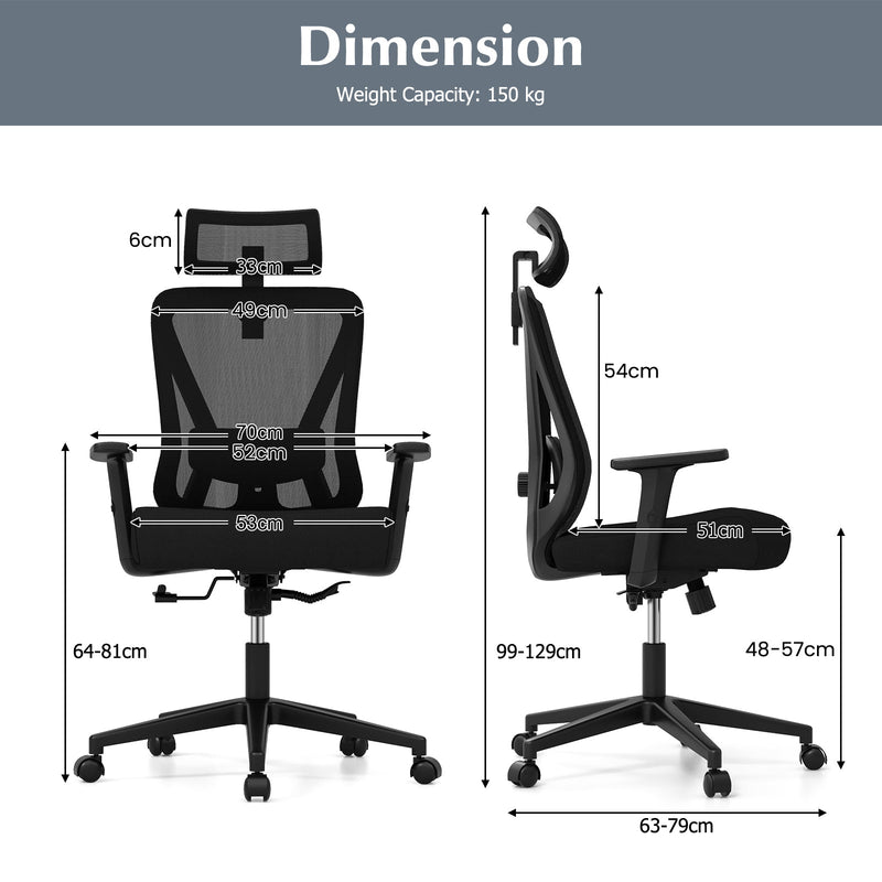 Ergonomic Office Mesh Chair - Adjustable Swivel Task Seat - Ideal for Comfortable and Efficient Working