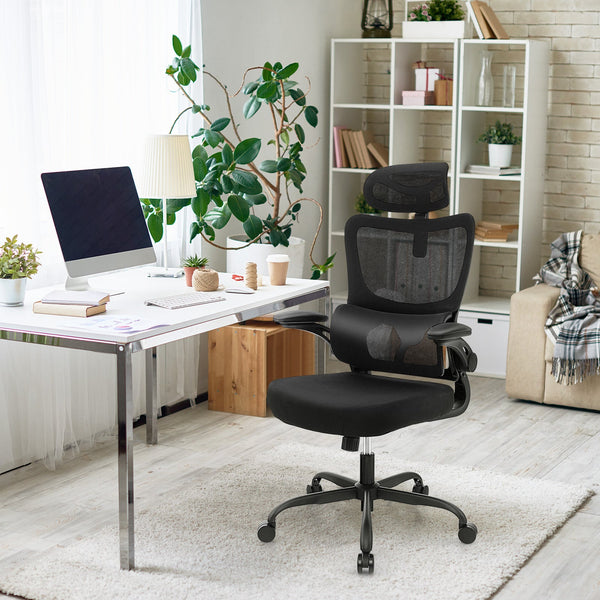 Mesh Office Chair with Adaptive Lumbar Support and Adjustable Headrest-