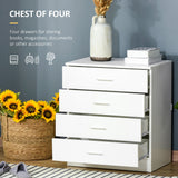 Vertical 4-Drawer Storage Chest with Metal Glides - Sturdy Anti-Tip Design for Playrooms, Nurseries, and Hallways - Space-Saving Organizer for Homes