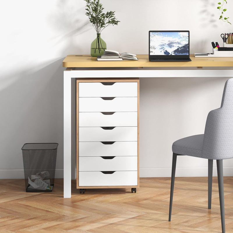 Mobile File Cabinet Model 7D - Wheeled Storage Solution with Seven Drawers in Sleek Black - Ideal for Organized Document Management in Office Spaces