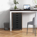 Mobile File Cabinet Model 7D - Wheeled Storage Solution with Seven Drawers in Sleek Black - Ideal for Organized Document Management in Office Spaces