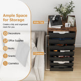 Mobile File Cabinet Model 7D - Wheeled Storage Solution with Seven Drawers in Sleek Black - Ideal for Organized Document Management in Office Spaces