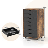Mobile File Cabinet Model 7D - Wheeled Storage Solution with Seven Drawers in Sleek Black - Ideal for Organized Document Management in Office Spaces