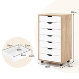 Mobile File Cabinet Model 7D - Wheeled Storage Solution with Seven Drawers in Sleek Black - Ideal for Organized Document Management in Office Spaces