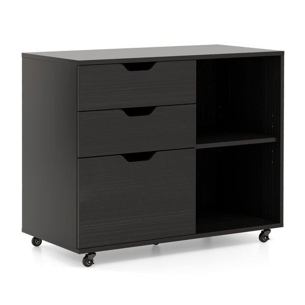 Mobile File Cabinet with 3 Pull-out Drawers and Adjustable Shelf-