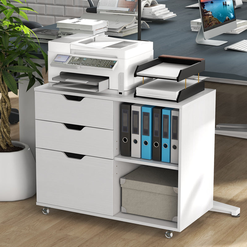 Mobile File Cabinet with 3 Pull-out Drawers and Adjustable Shelf-