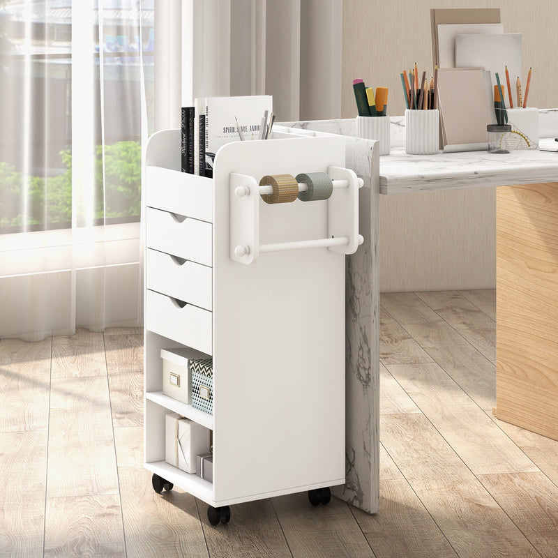 Mobile Rolling Storage Cart with 3 Drawers 2 Shelves and 2 Dowel Rods-