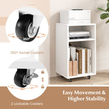 Mobile Rolling - Vertical File Cabinet with 2 Open Shelves - Ideal for Office Organizing and Storage Solution