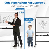 Mobile Reversible Whiteboard - Adjustable Height & Easy to Transport - Ideal for Home, Office or Classroom Use